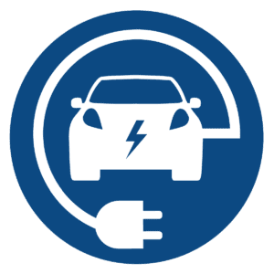 Electric Car Symbol B Blue Circle