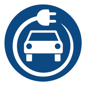 Electric Car Symbol E Blue Circle