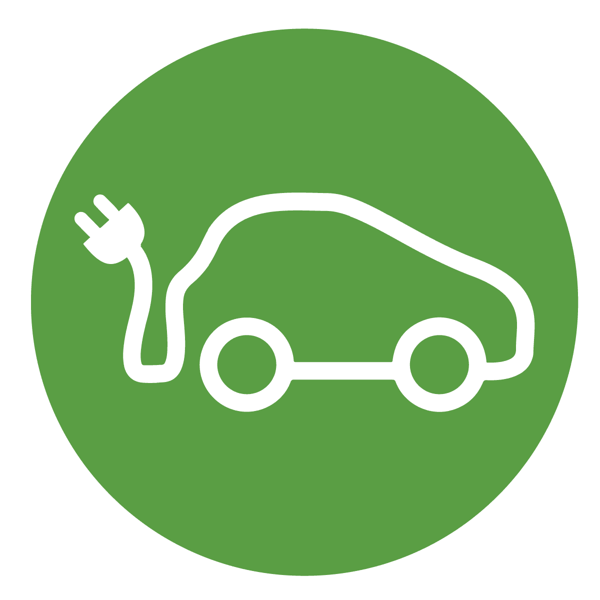 Electric Car Symbol A Green Circle