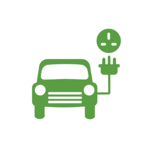 Electric Car Symbol C White Circle