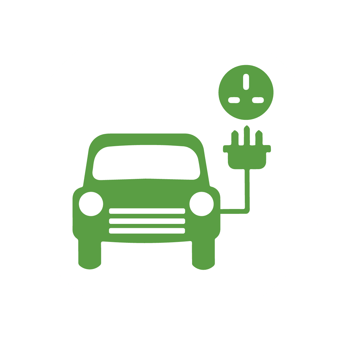 Electric Car Symbol C White Circle