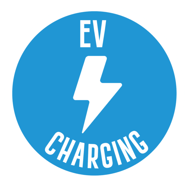 Lightning EV Symbol Circle Car Park Marking Blue and White